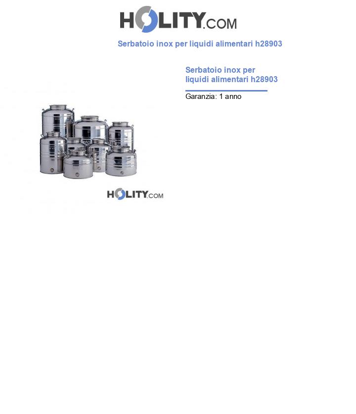 Serbatoio inox per liquidi alimentari h28903