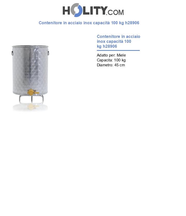 Contenitore in acciaio inox capacità 100 kg h28906