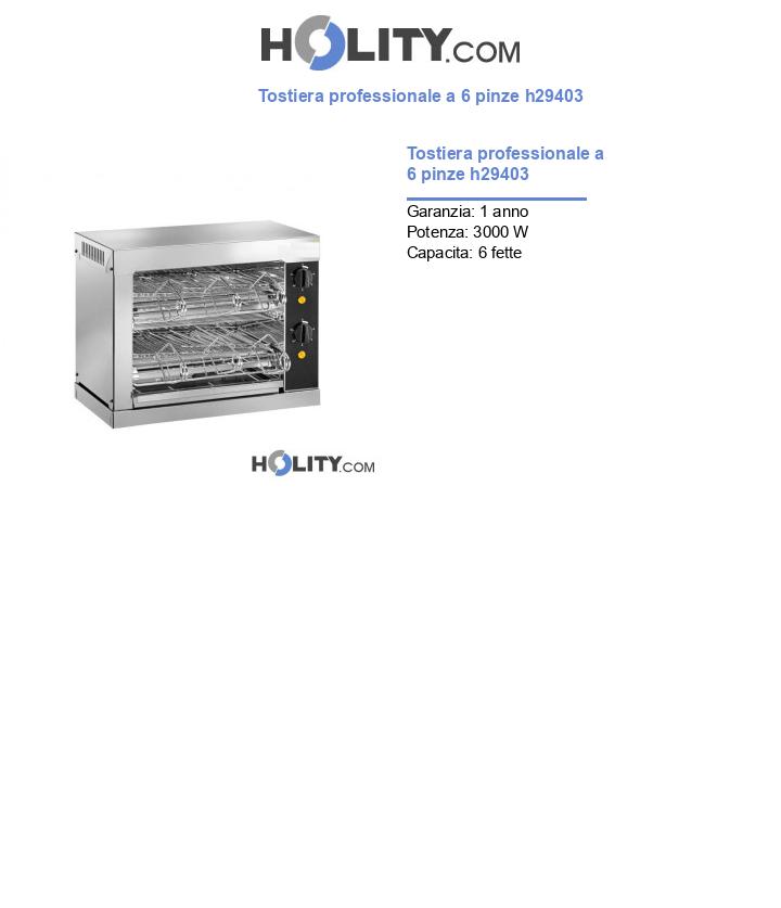 Tostiera professionale a 6 pinze h29403