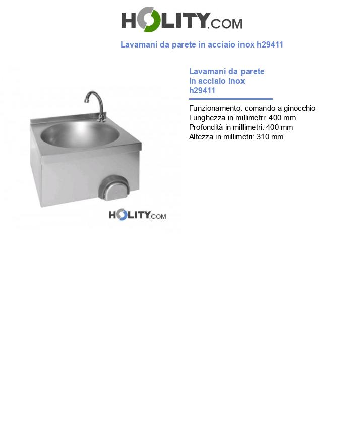 Lavamani da parete in acciaio inox h29411