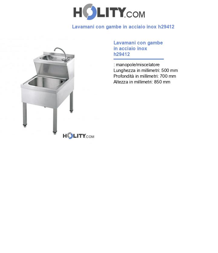 Lavamani con gambe in acciaio inox h29412