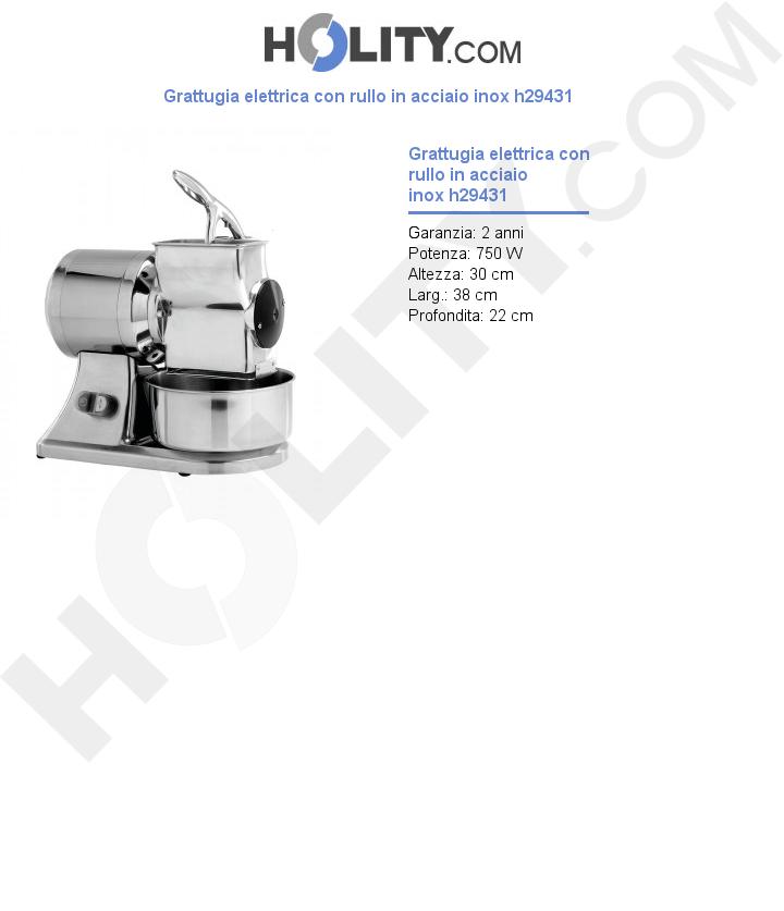 Grattugia elettrica con rullo in acciaio inox h29431