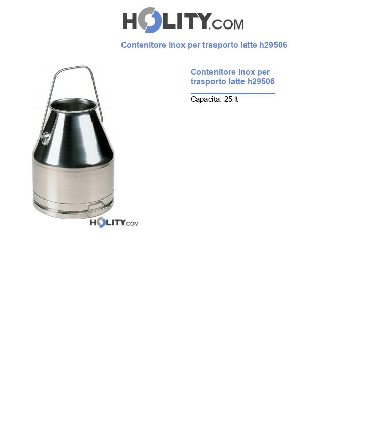 Contenitore inox per trasporto latte h29506
