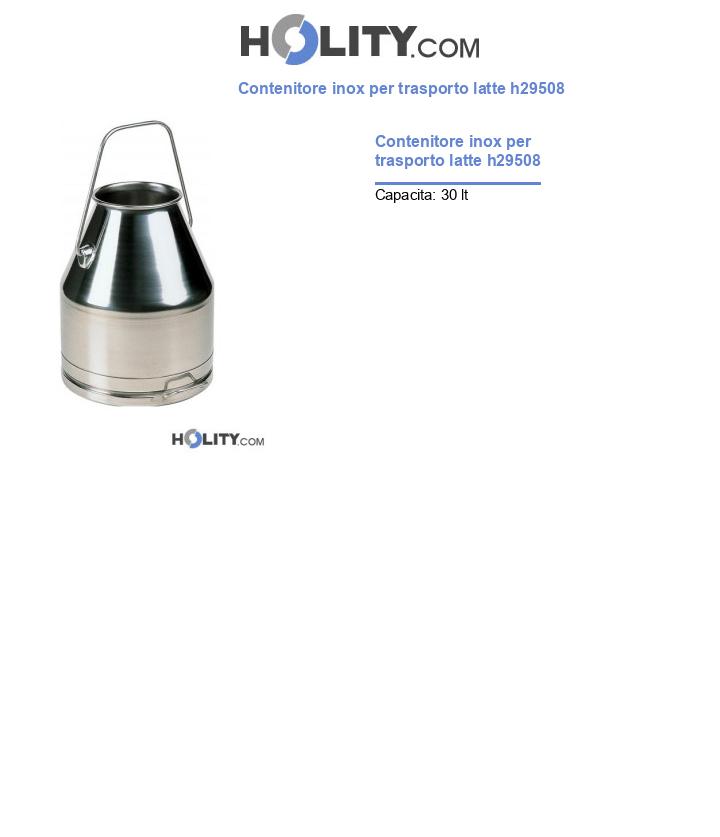 Contenitore inox per trasporto latte h29508