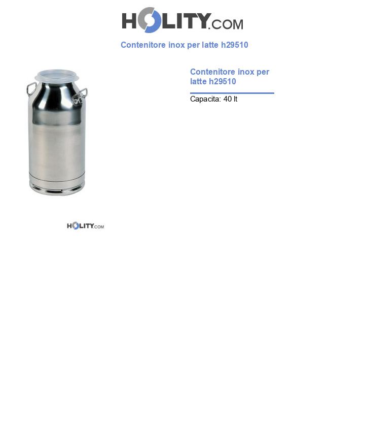 Contenitore inox per latte h29510