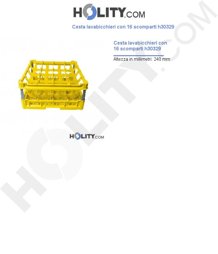 Cesta lavabicchieri con 16 scomparti h30329