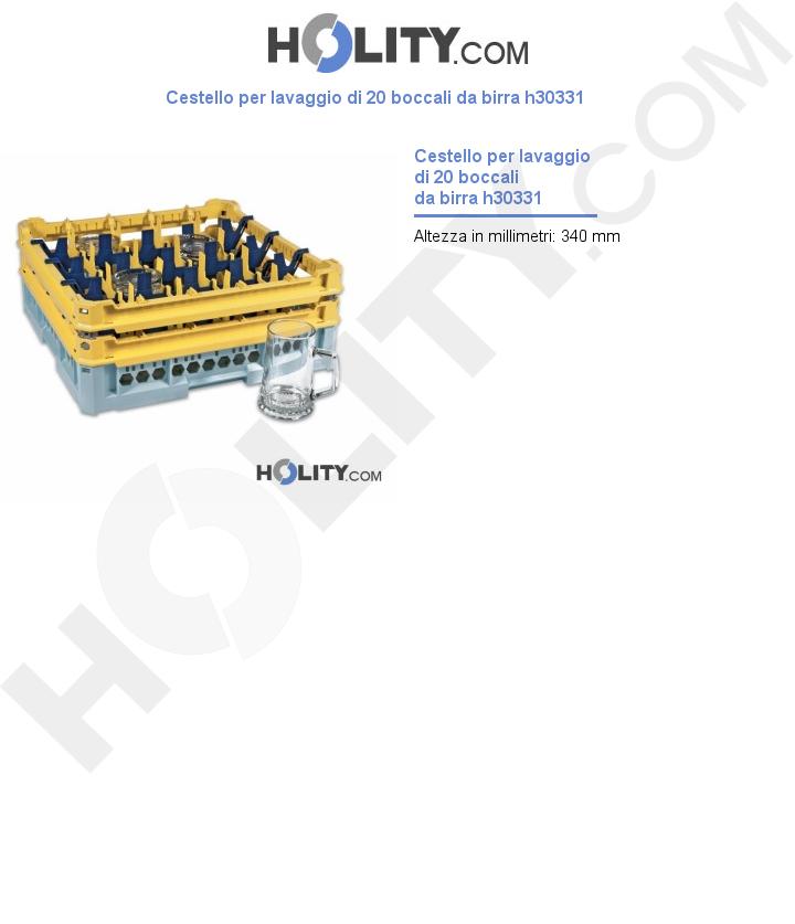 Cestello per lavaggio di 20 boccali da birra h30331