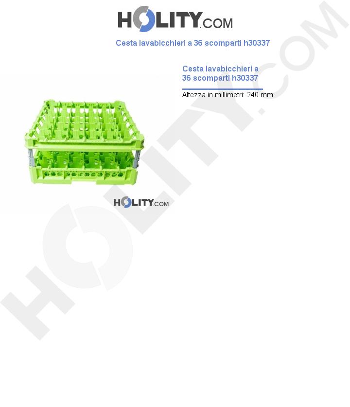 Cesta lavabicchieri a 36 scomparti h30337