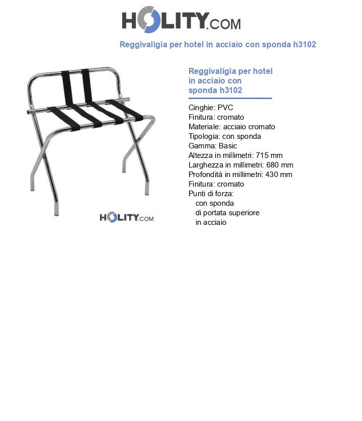 Reggivaligia per hotel in acciaio con sponda h3102