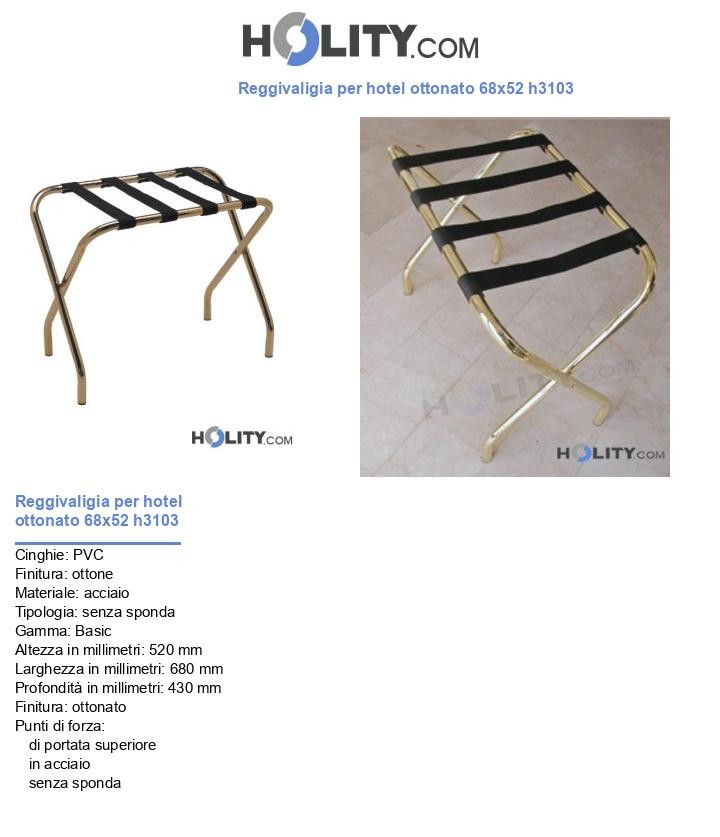 Reggivaligia per hotel ottonato 68x52 h3103