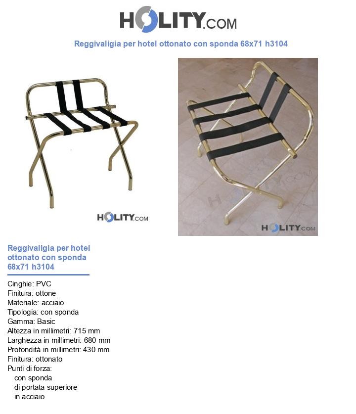 Reggivaligia per hotel ottonato con sponda 68x71 h3104
