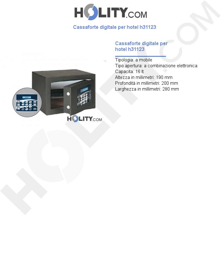 Cassaforte digitale per hotel h31123