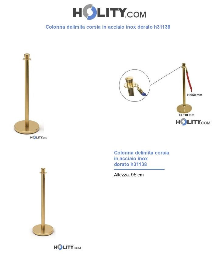 Colonna delimita corsia in acciaio inox dorato h31138