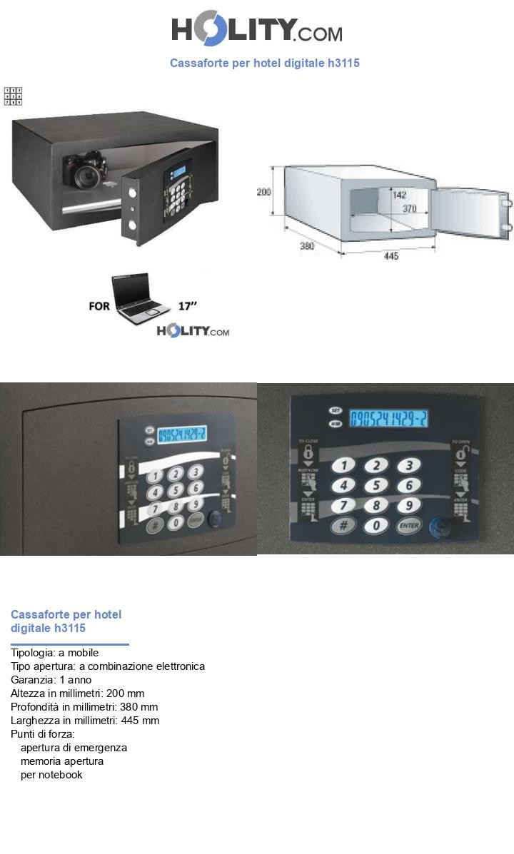 Cassaforte per hotel digitale h3115