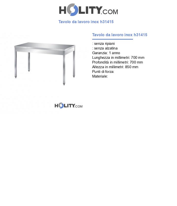 Tavolo da lavoro inox h31415