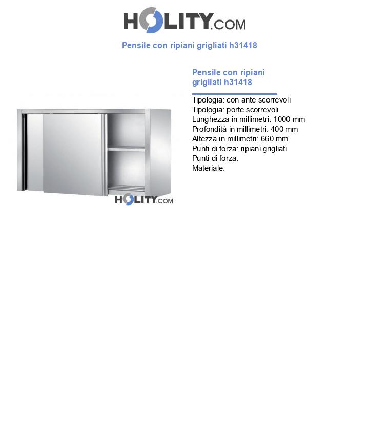 Pensile con ripiani grigliati h31418
