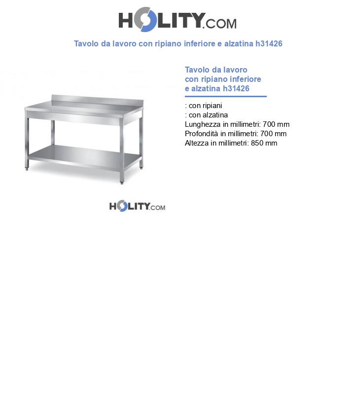 Tavolo da lavoro con ripiano inferiore e alzatina h31426
