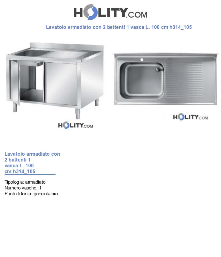 Lavatoio armadiato con 2 battenti 1 vasca L. 100 cm h314_105