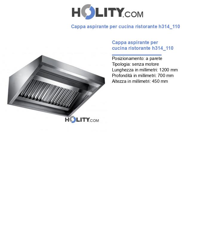 Cappa aspirante per cucina ristorante h314_110
