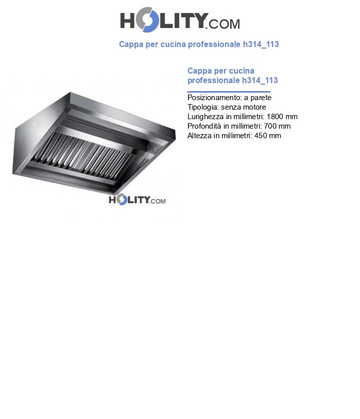 Cappa per cucina professionale h314_113