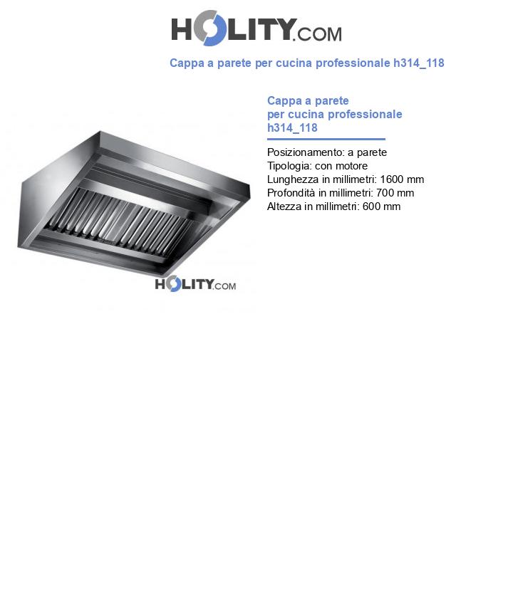 Cappa a parete per cucina professionale h314_118
