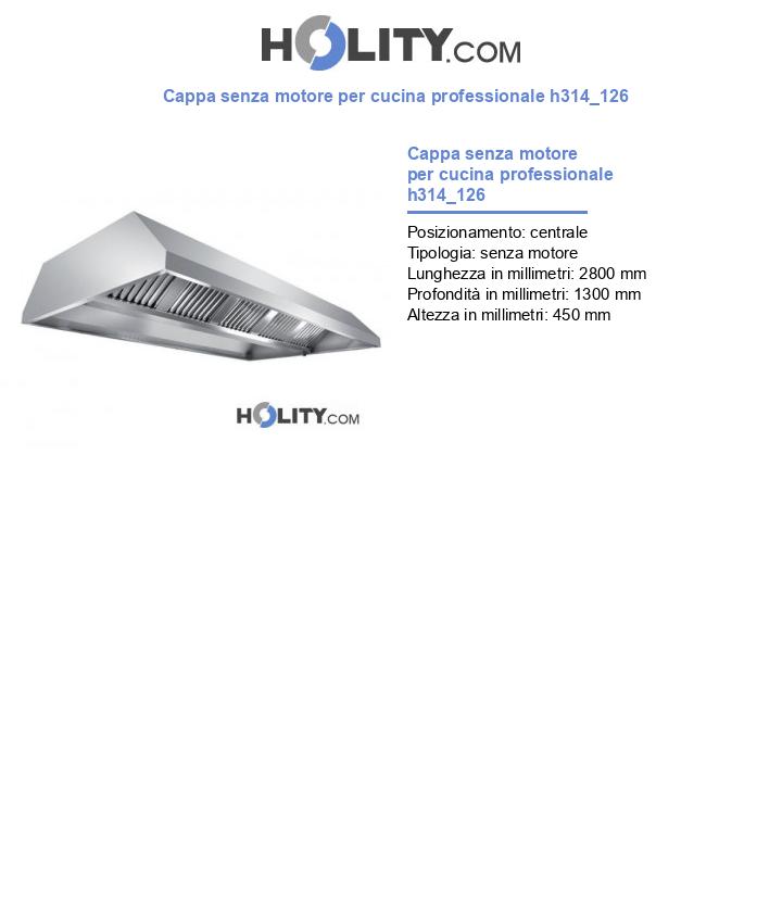 Cappa senza motore per cucina professionale h314_126