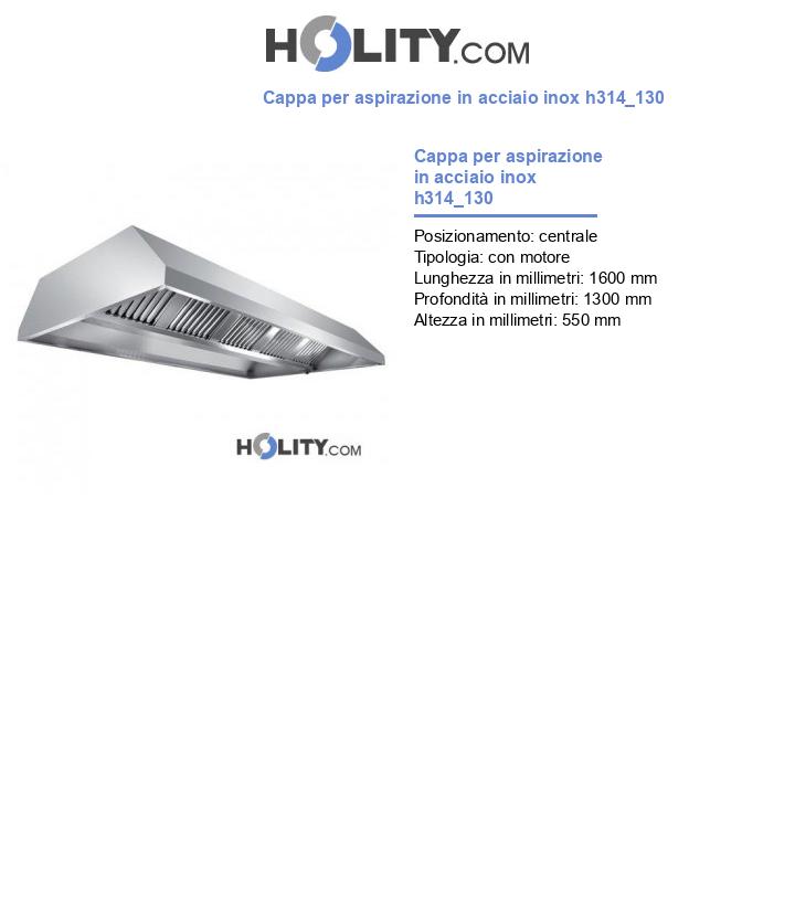 Cappa per aspirazione in acciaio inox h314_130