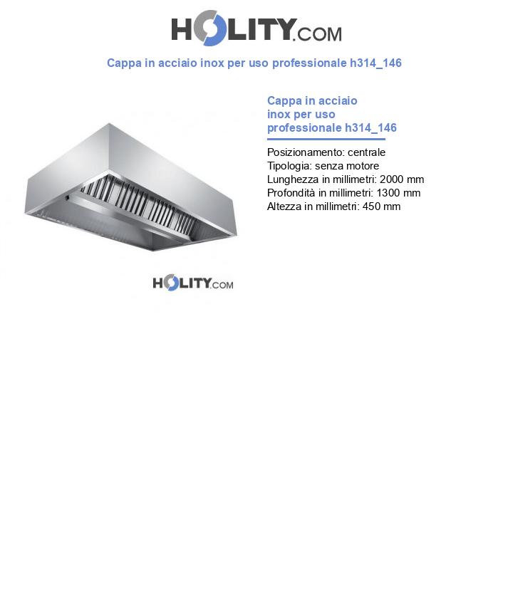 Cappa in acciaio inox per uso professionale h314_146