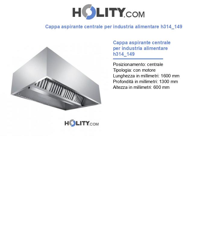 Cappa aspirante centrale per industria alimentare h314_149