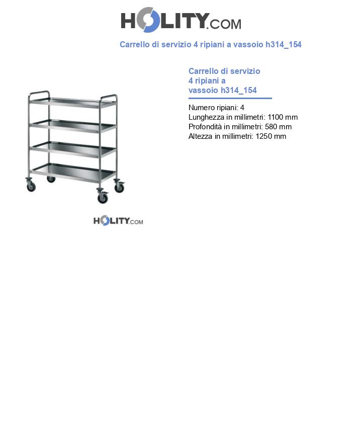 Carrello di servizio 4 ripiani a vassoio h314_154