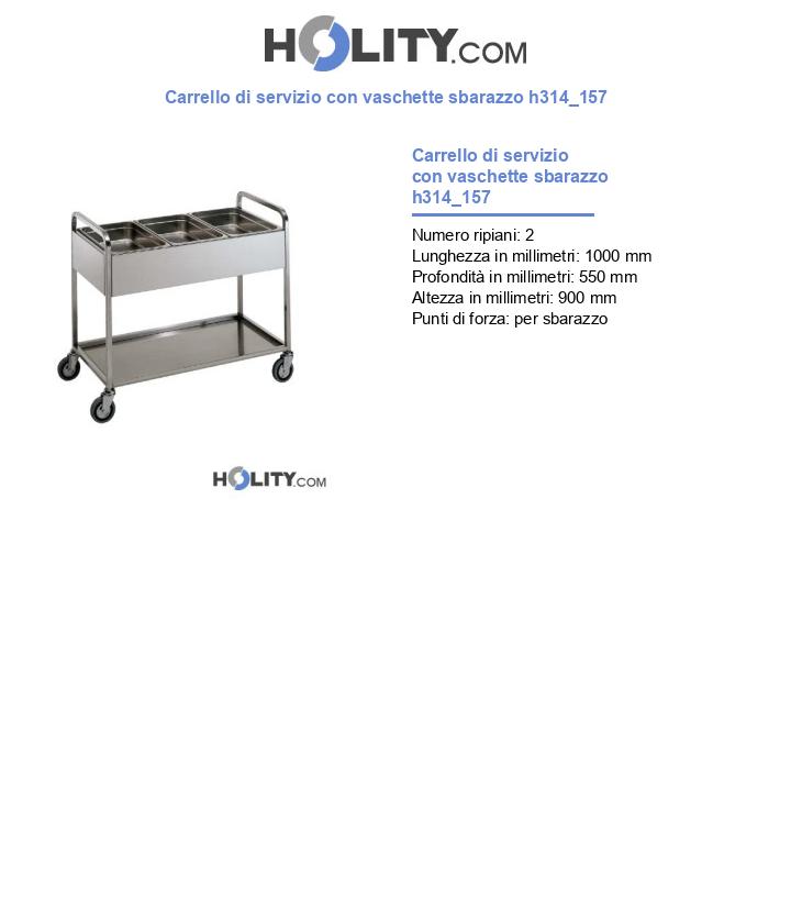 Carrello di servizio con vaschette sbarazzo h314_157
