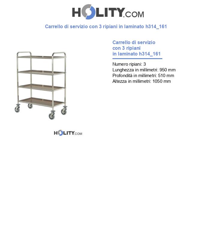 Carrello di servizio con 3 ripiani in laminato h314_161