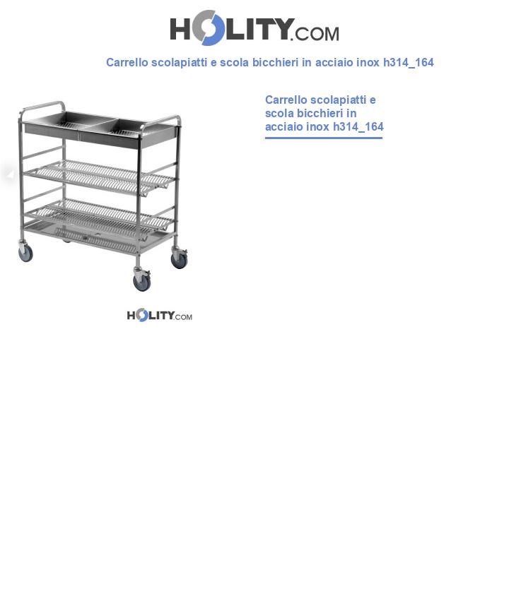 Carrello scolapiatti e scola bicchieri in acciaio inox h314_164
