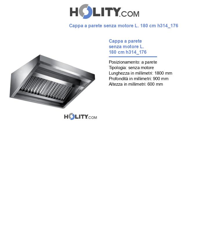 Cappa a parete senza motore L. 180 cm h314_176
