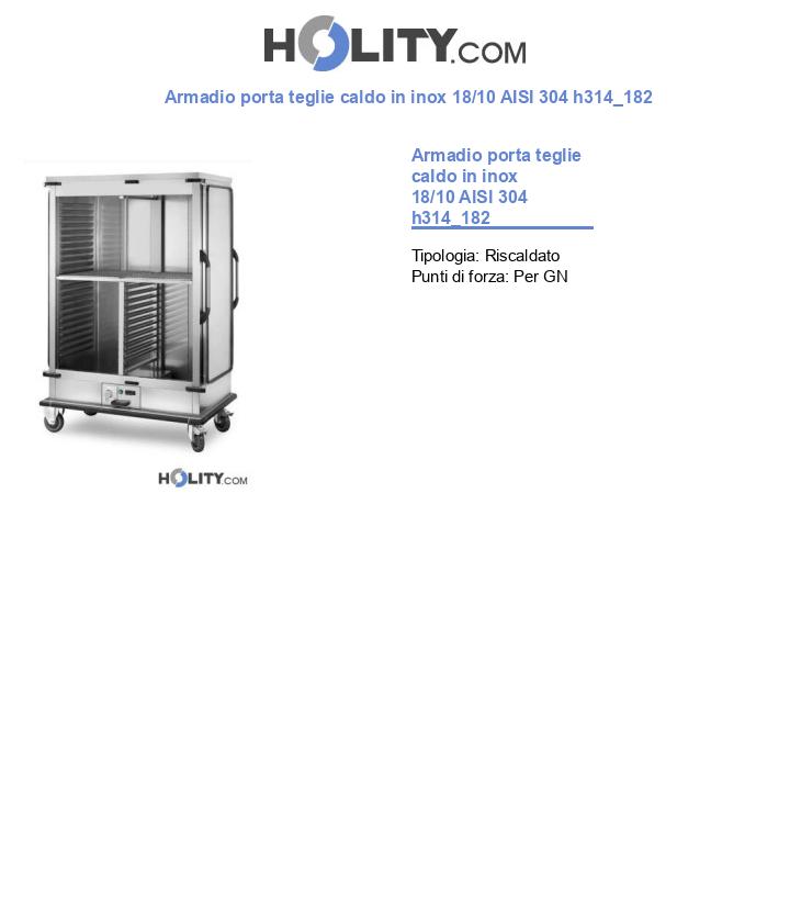 Armadio porta teglie caldo in inox 18/10 AISI 304 h314_182