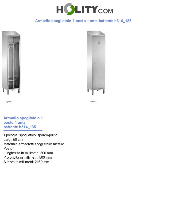 Armadio spogliatoio 1 posto 1 anta battente h314_185