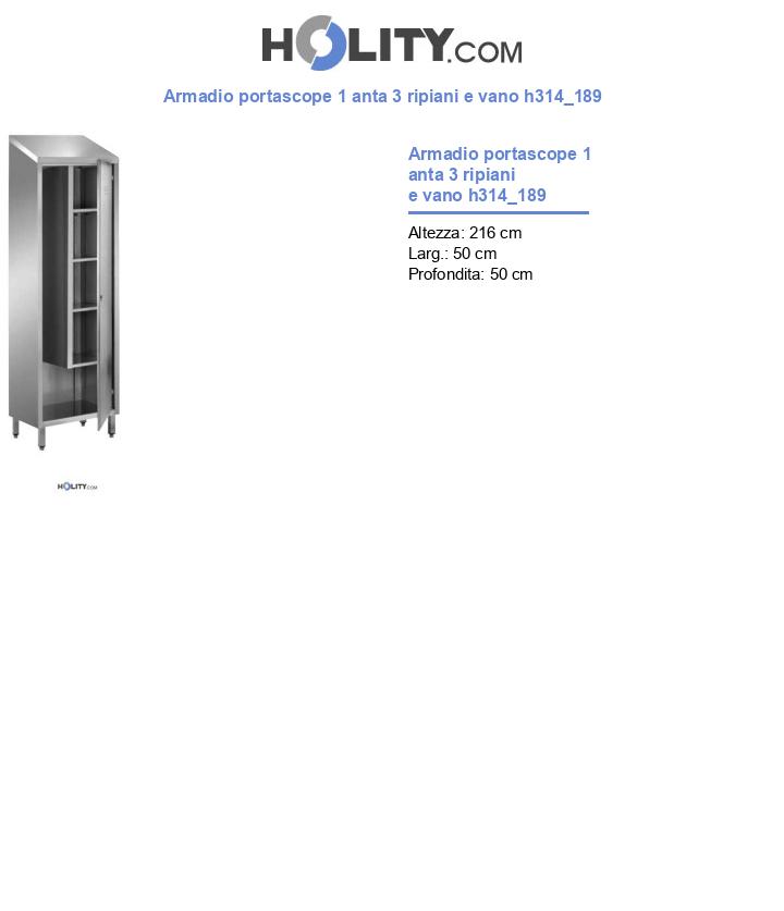 Armadio portascope 1 anta 3 ripiani e vano h314_189