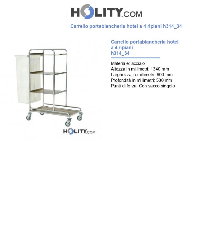 Carrello portabiancheria hotel a 4 ripiani h314_34