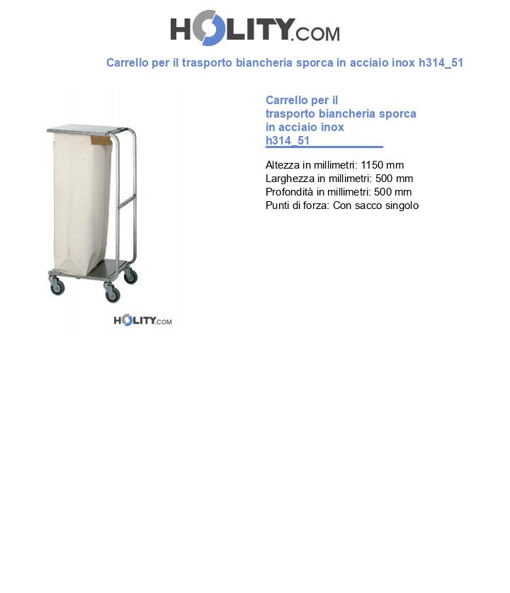 Carrello per il trasporto biancheria sporca in acciaio inox h314_51