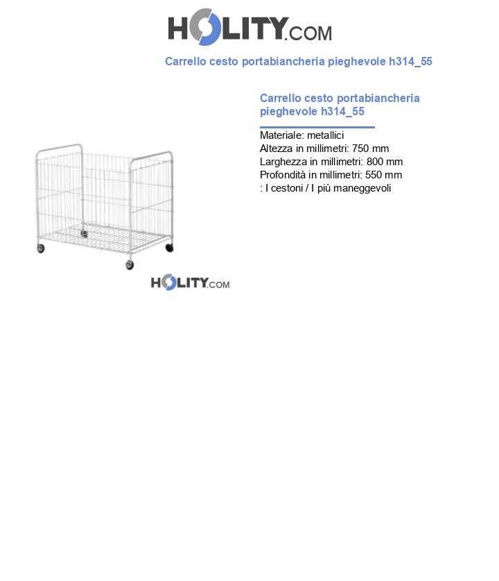 Carrello cesto portabiancheria pieghevole h314_55
