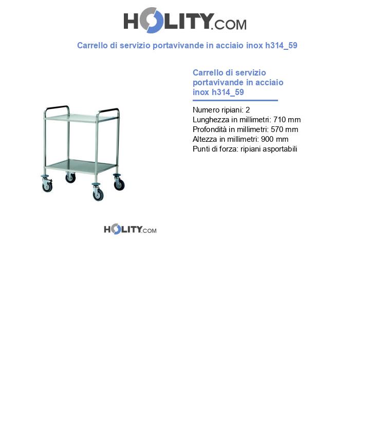 Carrello di servizio portavivande in acciaio inox h314_59
