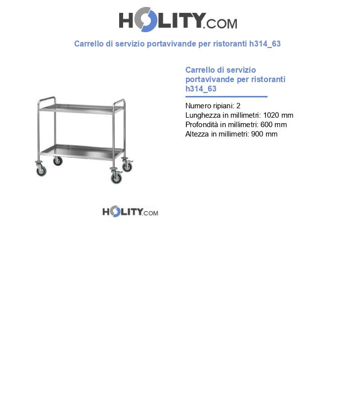 Carrello di servizio portavivande per ristoranti h314_63