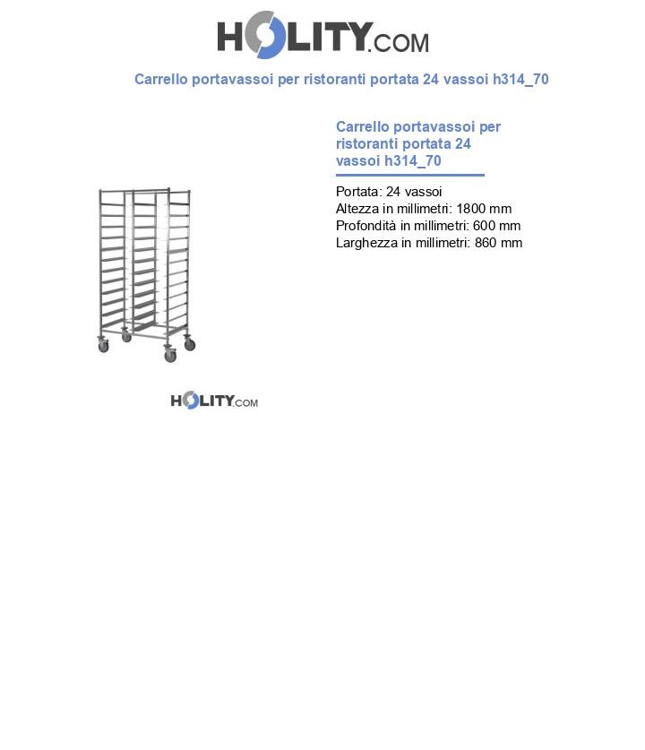 Carrello portavassoi per ristoranti portata 24 vassoi h314_70