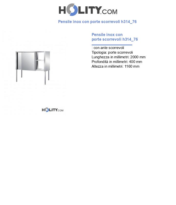 Pensile inox con porte scorrevoli h314_76