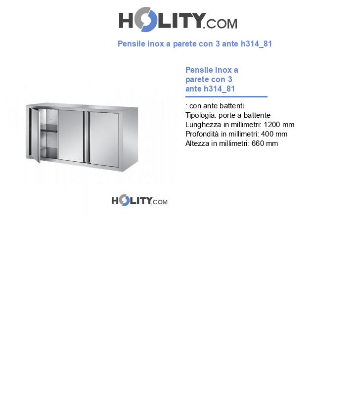 Pensile inox a parete con 3 ante h314_81