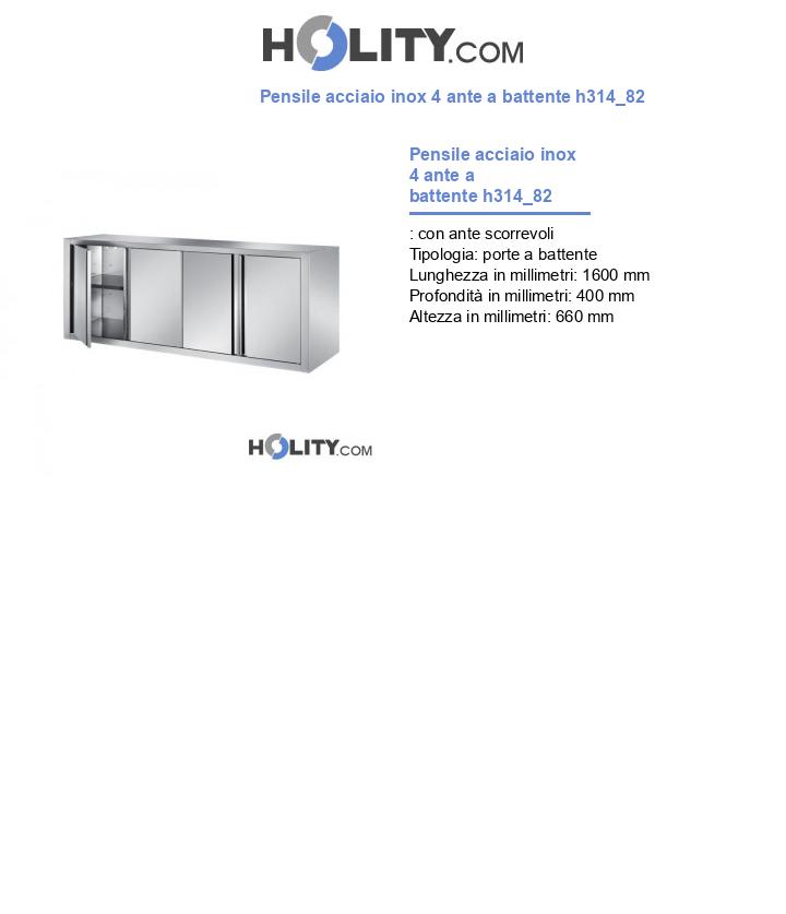 Pensile acciaio inox 4 ante a battente h314_82