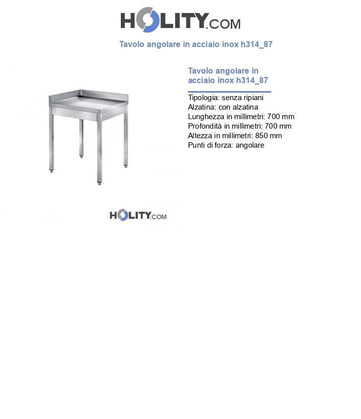 Tavolo angolare in acciaio inox h314_87