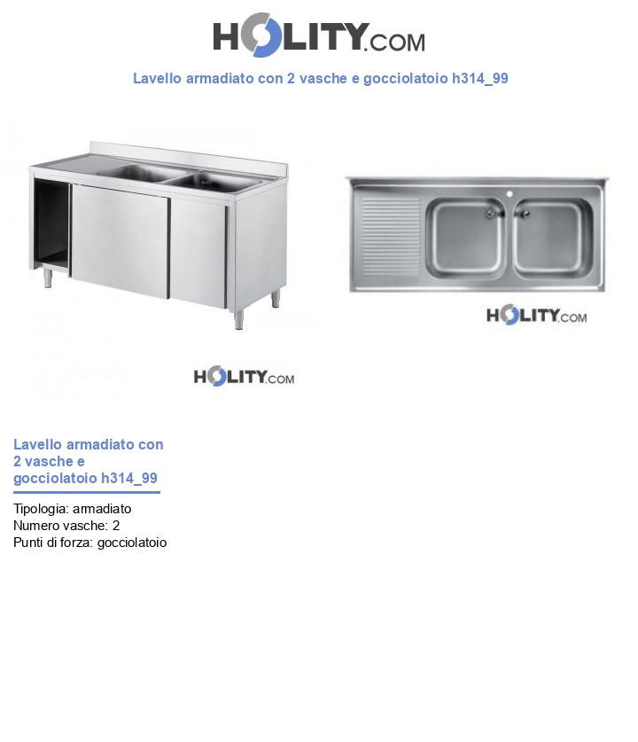 Lavello armadiato con 2 vasche e gocciolatoio h314_99