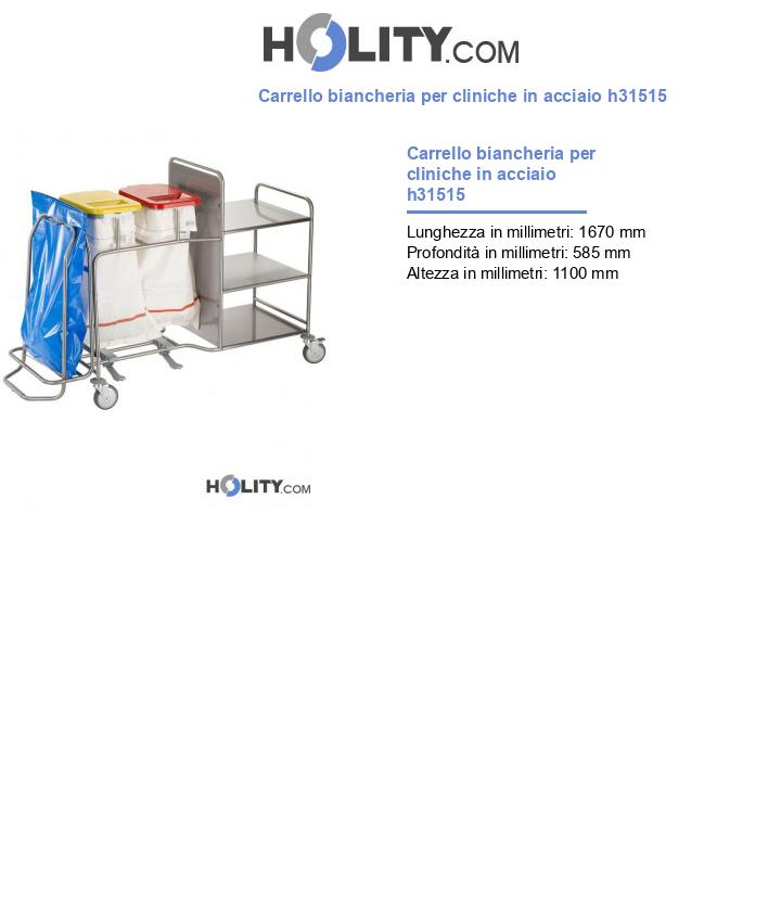 Carrello biancheria per cliniche in acciaio h31515