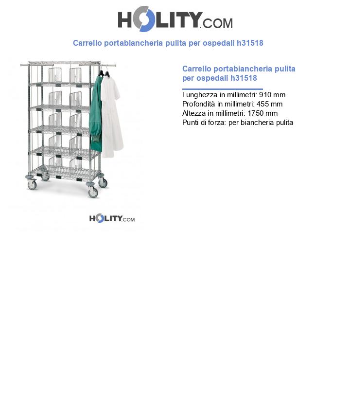 Carrello portabiancheria pulita per ospedali h31518